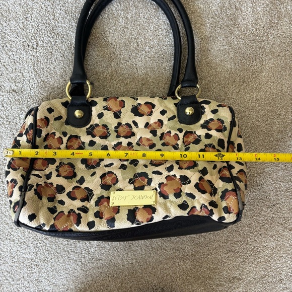 Betsey Johnson Cheetah Print Quilted Satchel Purse Shoulder Bag Y2K Retro Animal - Picture 12 of 16